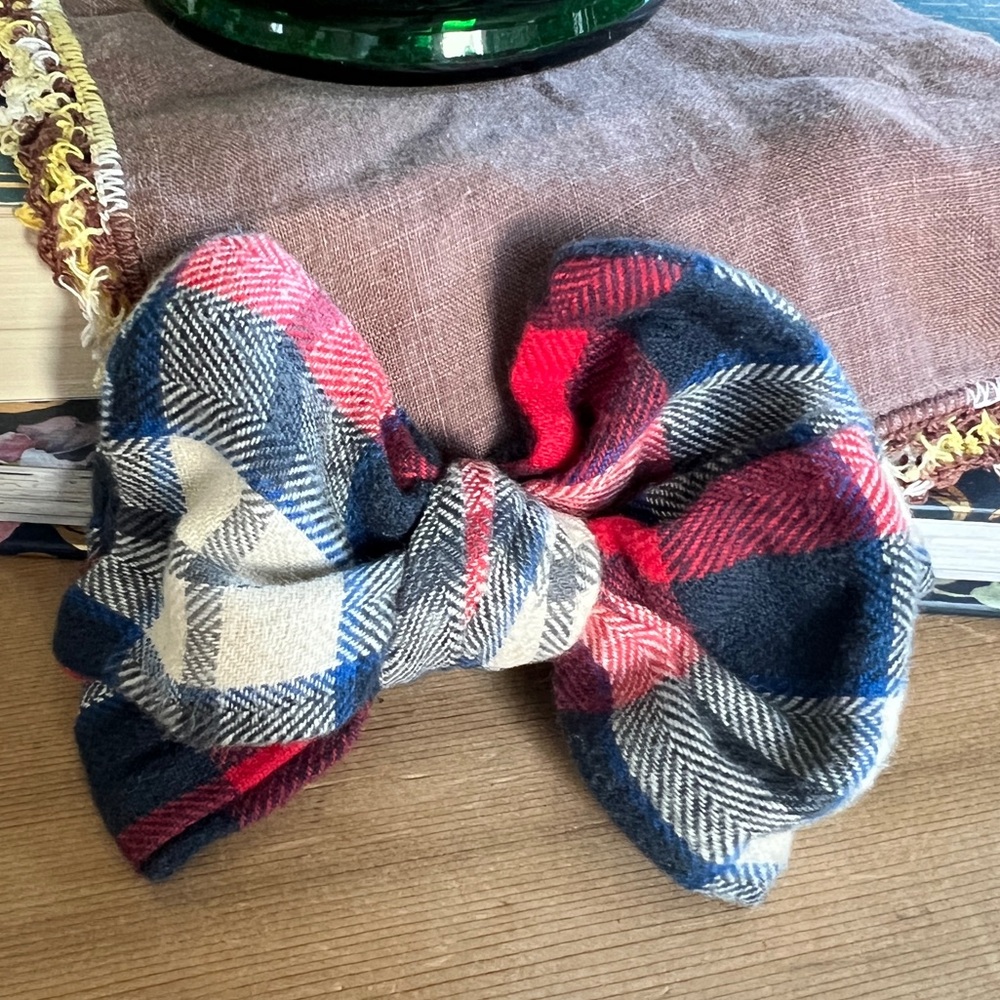 Girls Plaid Flannel Bow Hair Accessory Clip